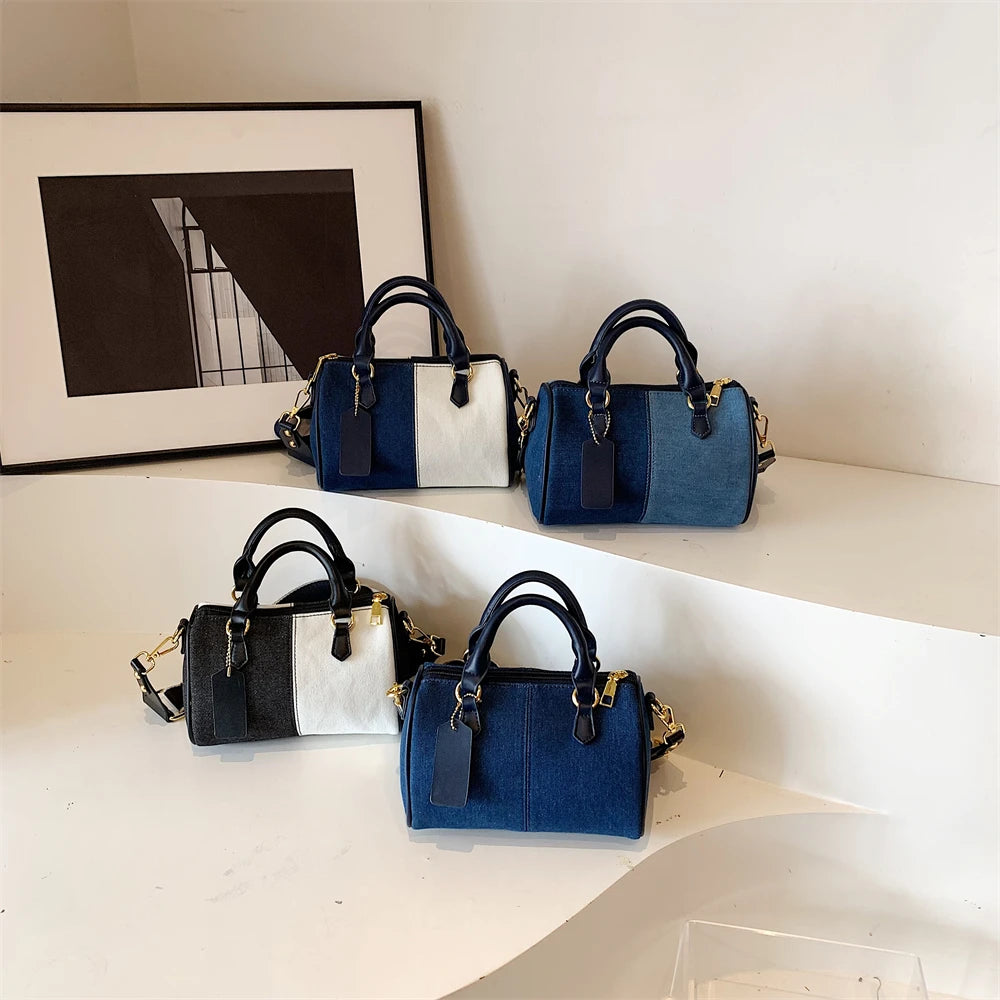 Exquisite Patchwork Denim Mini Handbag