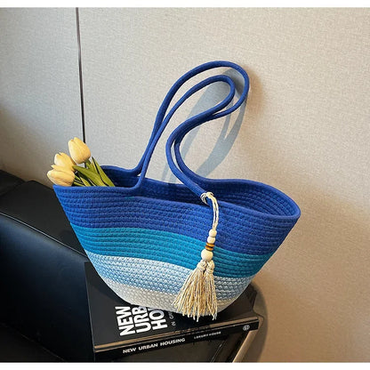 Elegant Woven Stripe Women's Shoulder Bag