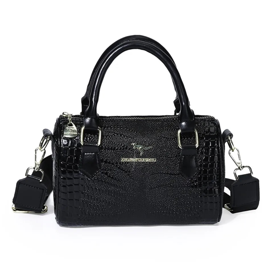 Exquisite Black Leather Designer Handbag