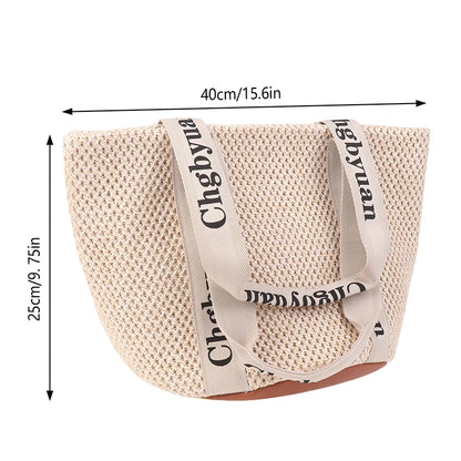 Exquisite Handmade Straw Beach Tote Bag