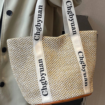 Exquisite Handmade Straw Beach Tote Bag