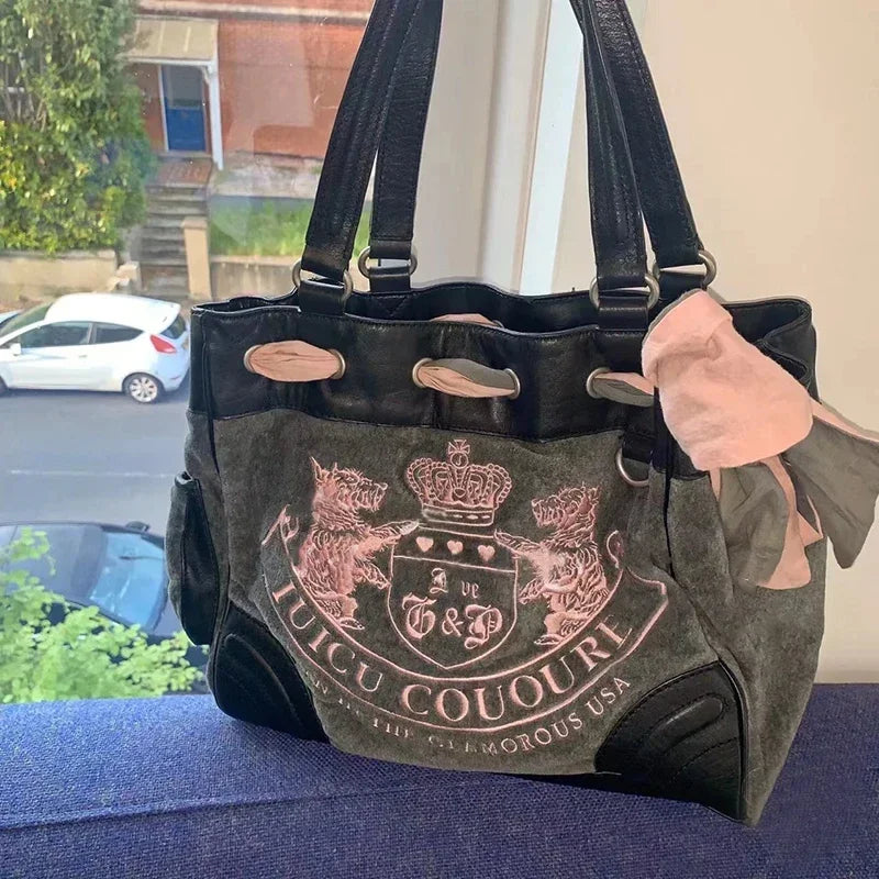 Exquisite Velvet Embroidery Tote Bag - Vintage Chic