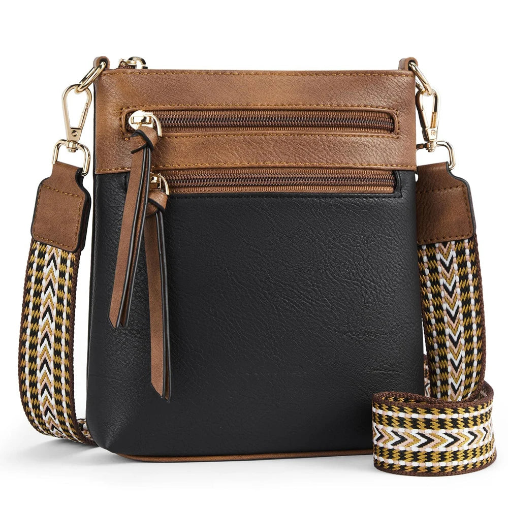 Elegant Double Zipper Women's Crossbody Bag