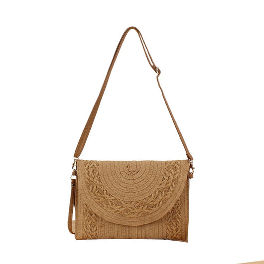 Elegant Bohemian Straw Shoulder Bag for Women