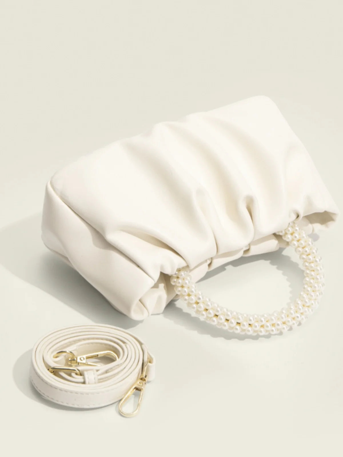 Exquisite Pearl-Embellished Cloud Handbag