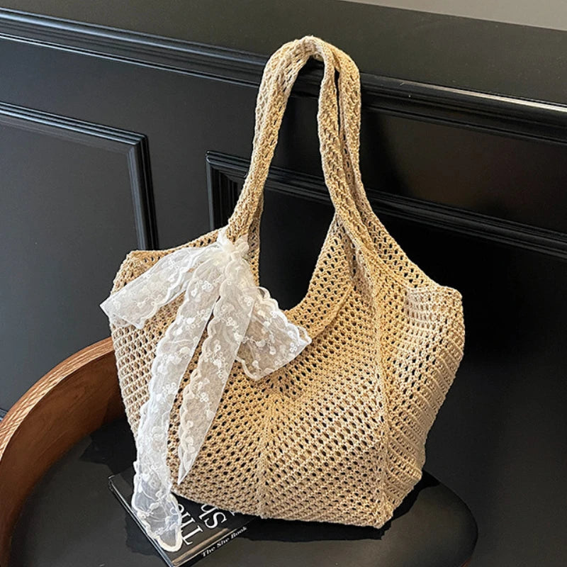 Elegant Handwoven Women's Tote Bag - Summer Beach Style