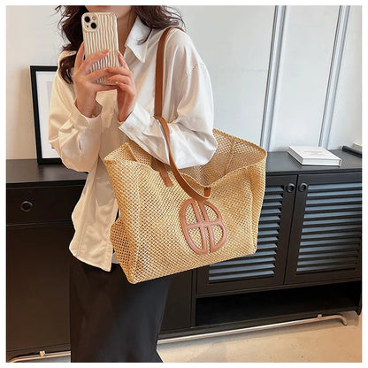 Elegant Straw Tote Bag - Luxury Beach Essential