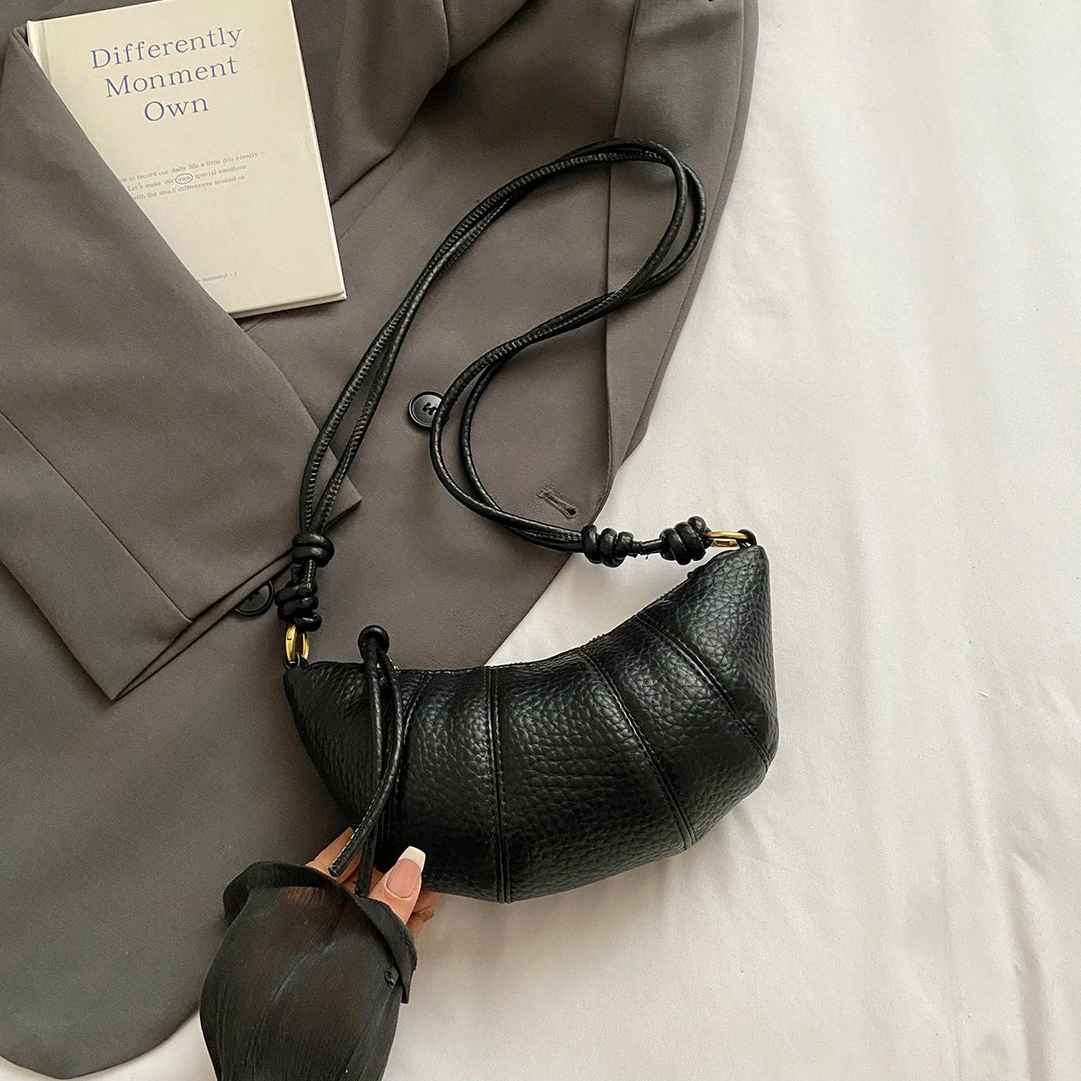 Elegant Splicing Leather Shoulder Bag - Women's Fashion