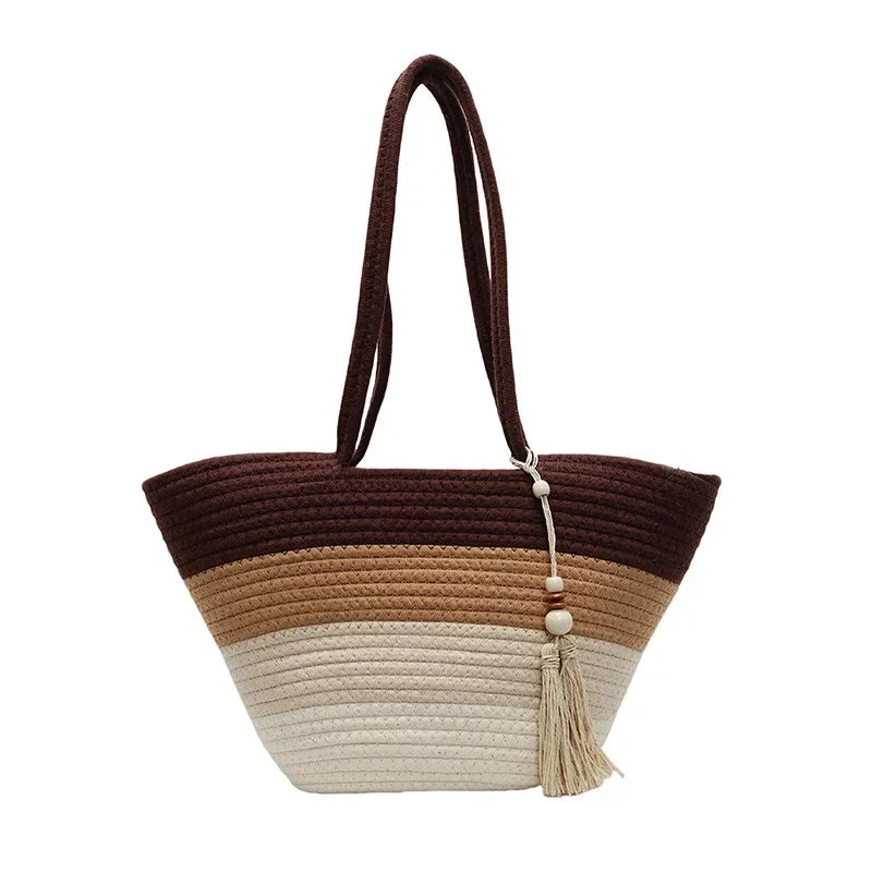 Elegant Woven Stripe Women's Shoulder Bag