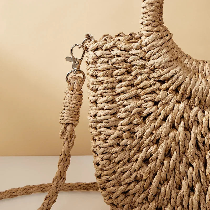 Elegant Half Moon Straw Bag - Summer Essential
