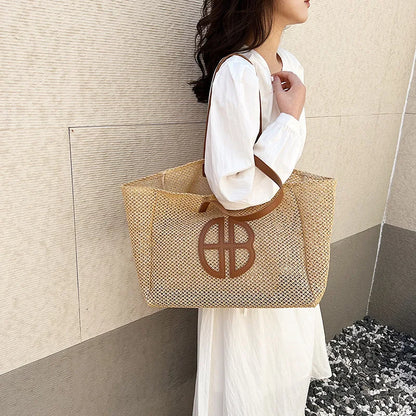 Elegant Straw Tote Bag - Luxury Beach Essential