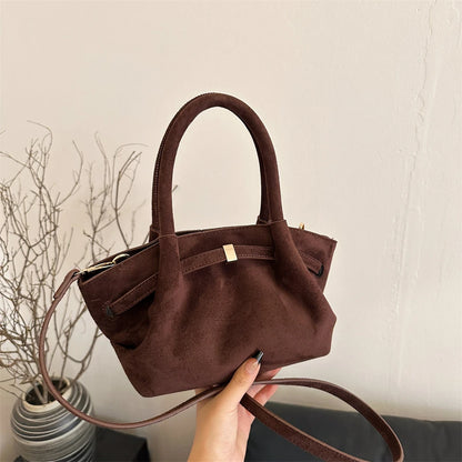 MOODS Burgundy Luxury Suede Handbag for Women