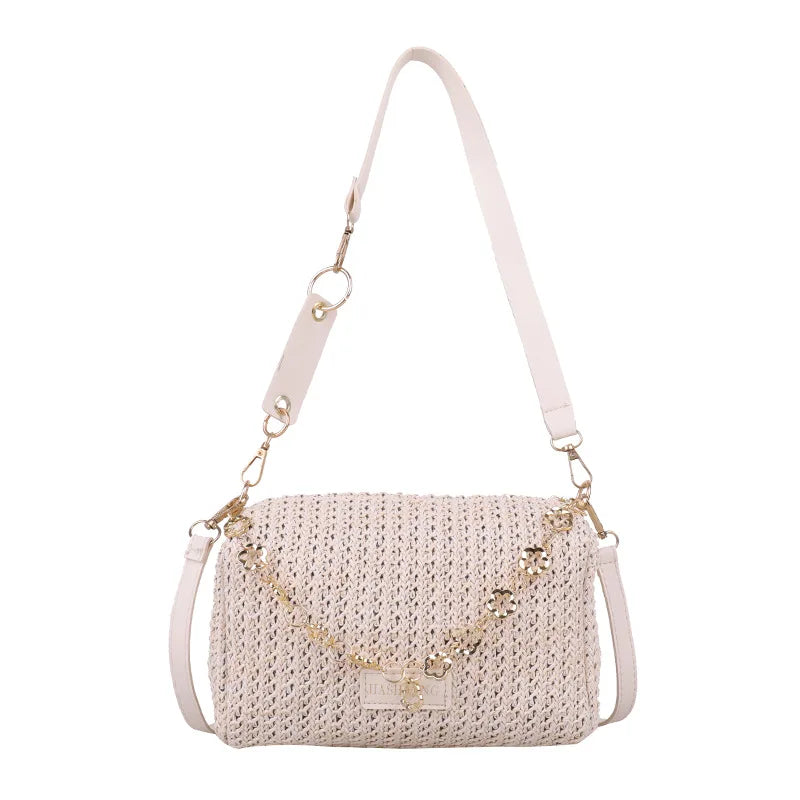 Elegant Woven Straw Women's Handbag - Large Capacity