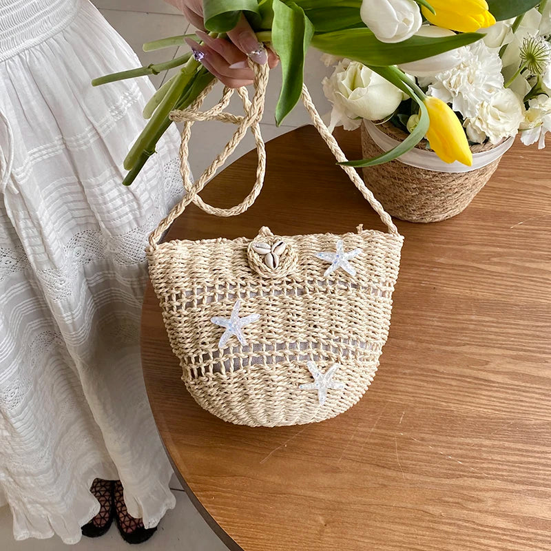 Exquisite Weave Straw Bucket Bag - Summer Elegance