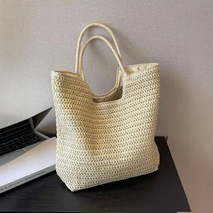 Elegant Woven Straw Hobo Bag - Spacious & Chic