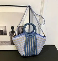 Elegant Straw Tote Bag - Versatile Designer Style