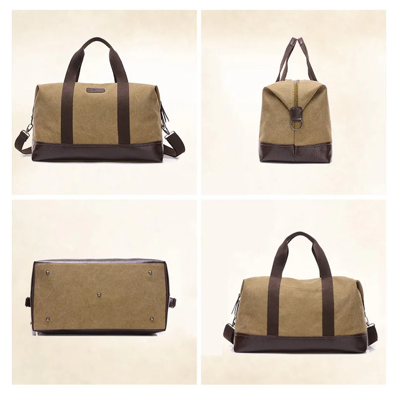 Elegant Vintage Canvas Travel Duffle Bag