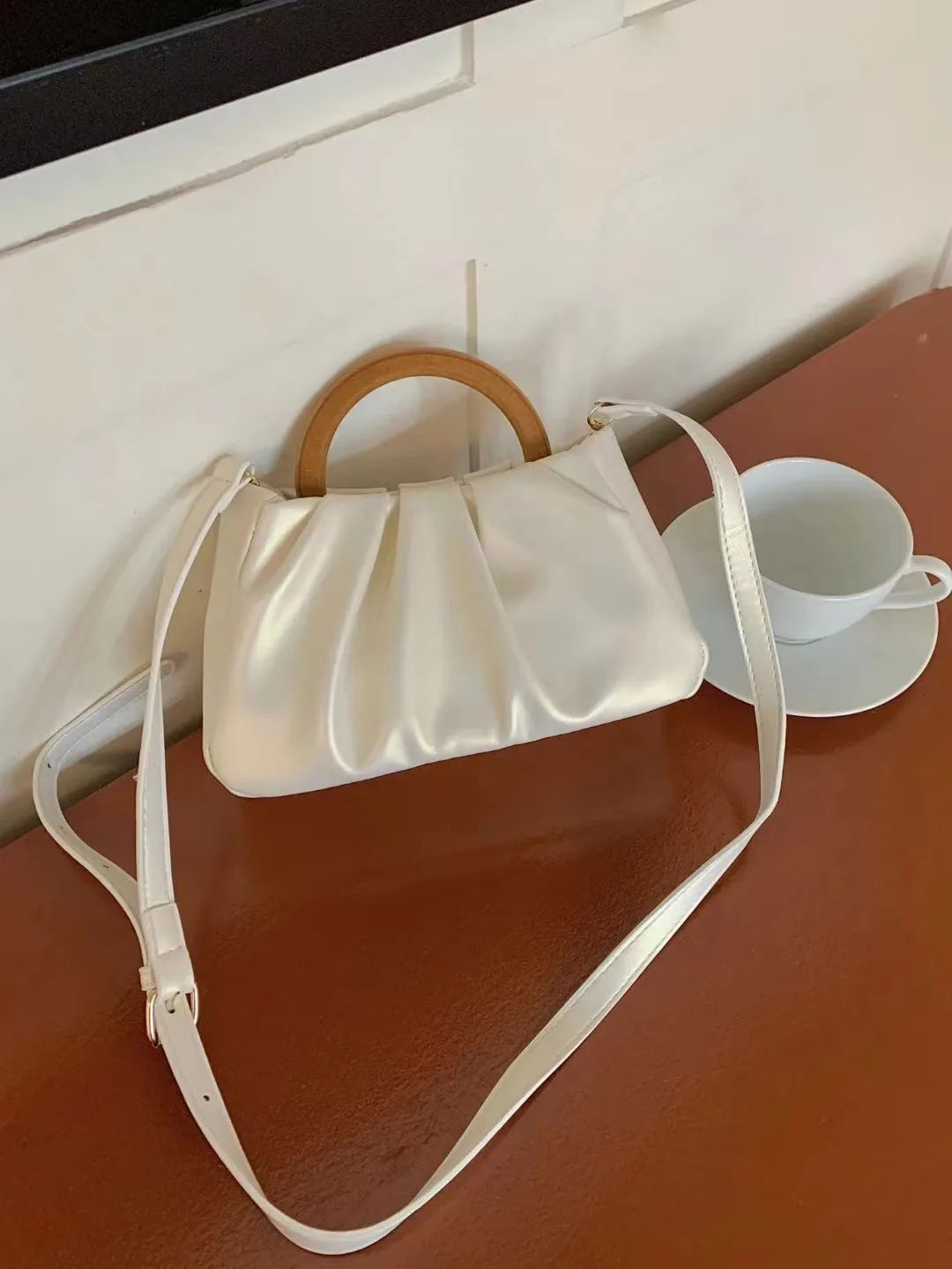 Exquisite Pearl-Embellished Cloud Handbag