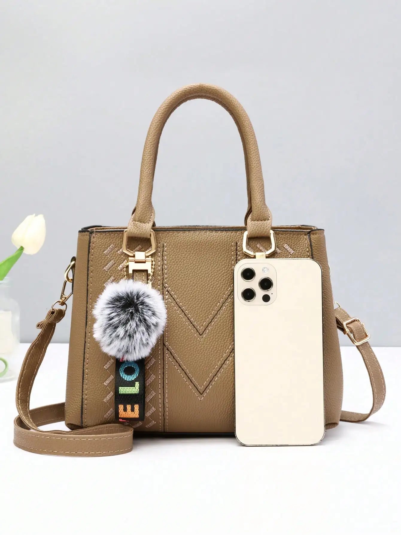 Exquisite PU Leather Women's Handbag - Retro Elegance