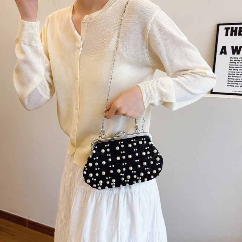 Exquisite Pearl Embellished Crossbody Bag for Women