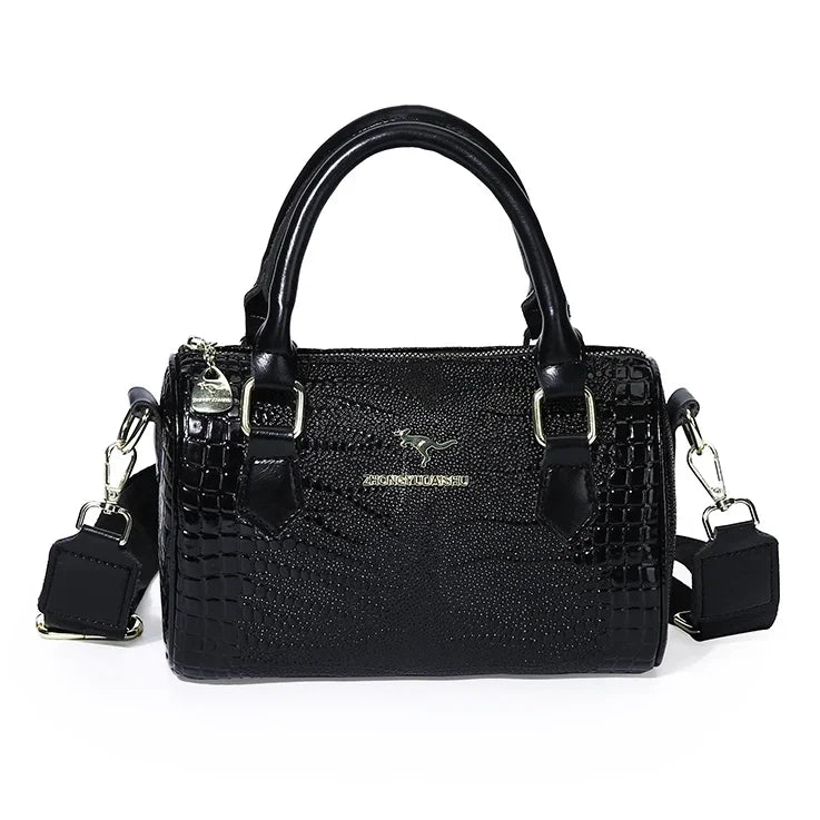 Exquisite Black Leather Designer Handbag