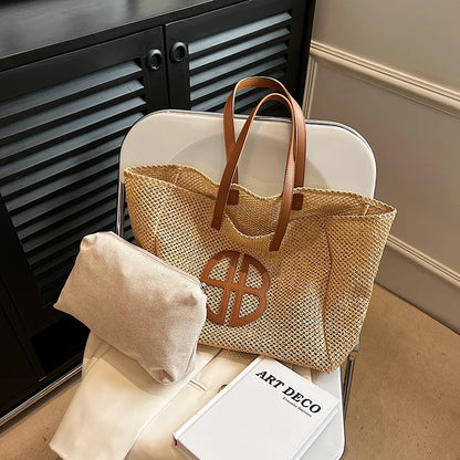 Elegant Straw Tote Bag - Luxury Beach Essential