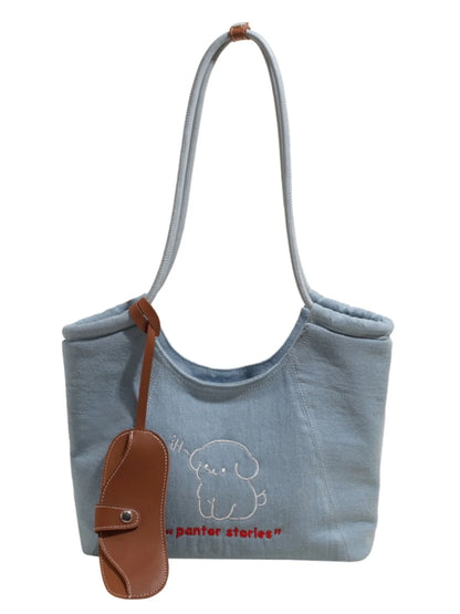 Blue Dream Denim Tote Bag - Elegant Women's Shoulder Handbag