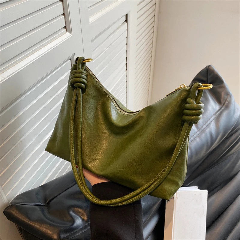 Exquisite Women's Leather Shoulder Bag - Geometric Elegance
