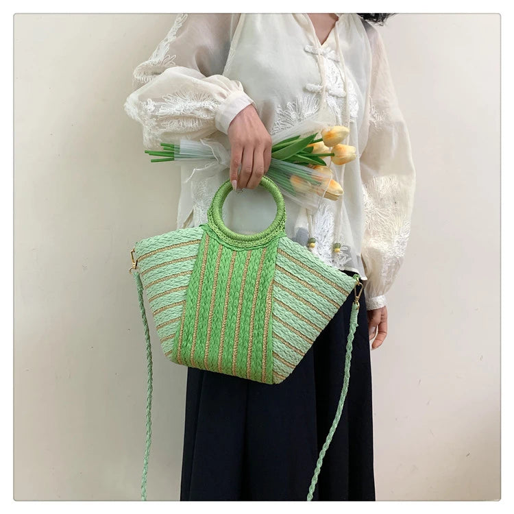 Elegant Straw Tote Bag - Versatile Designer Style