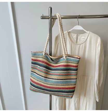 Elegant Ethnic Style Woven Tote Bag