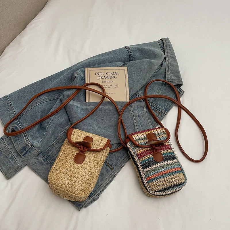 Elegance Weave Mini Straw Shoulder Bag