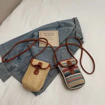 Elegance Weave Mini Straw Shoulder Bag