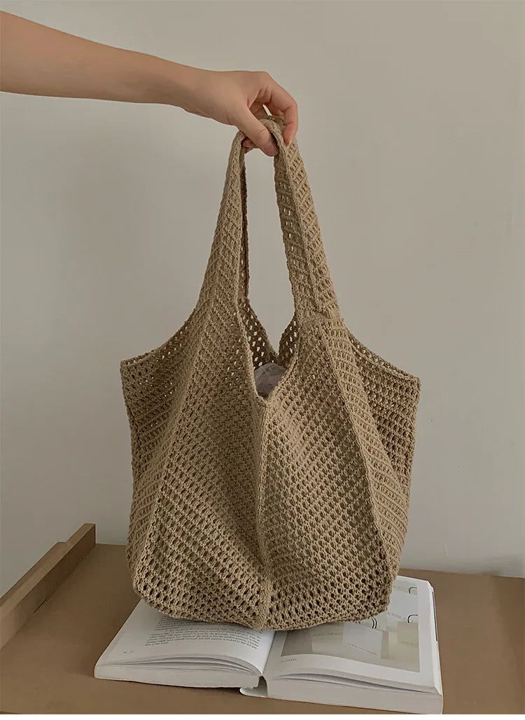 Exquisite Handwoven Retro Knit Tote Bag