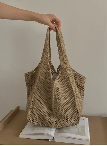 Exquisite Handwoven Retro Knit Tote Bag