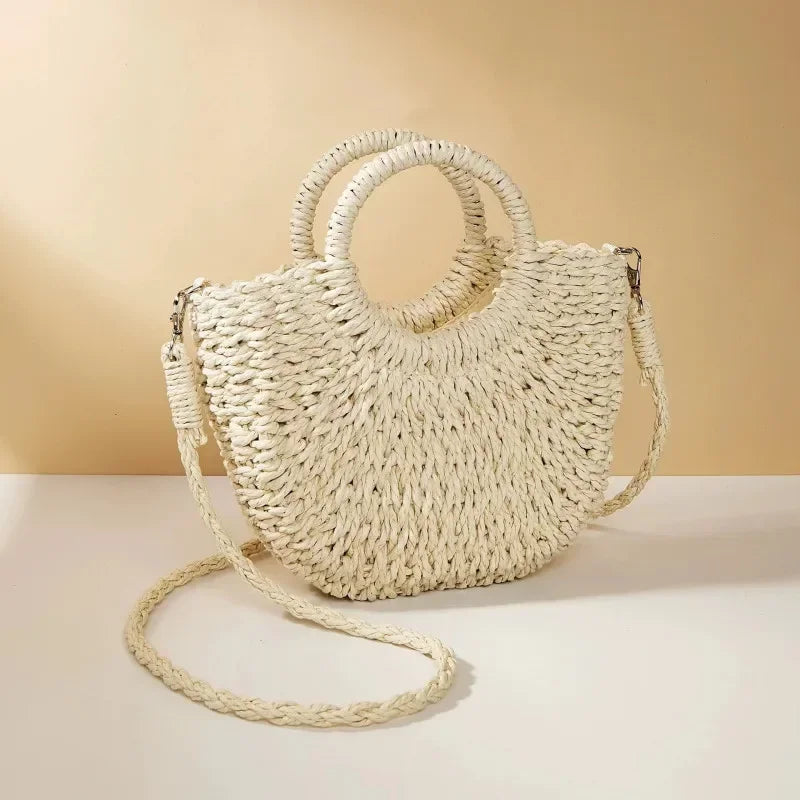 Elegant Half Moon Straw Bag - Summer Essential