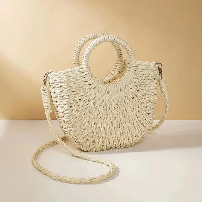 Elegant Half Moon Straw Bag - Summer Essential