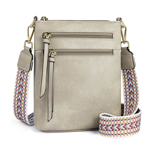 Elegant Double Zipper Women's Crossbody Bag