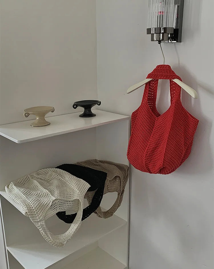 Exquisite Handwoven Retro Knit Tote Bag