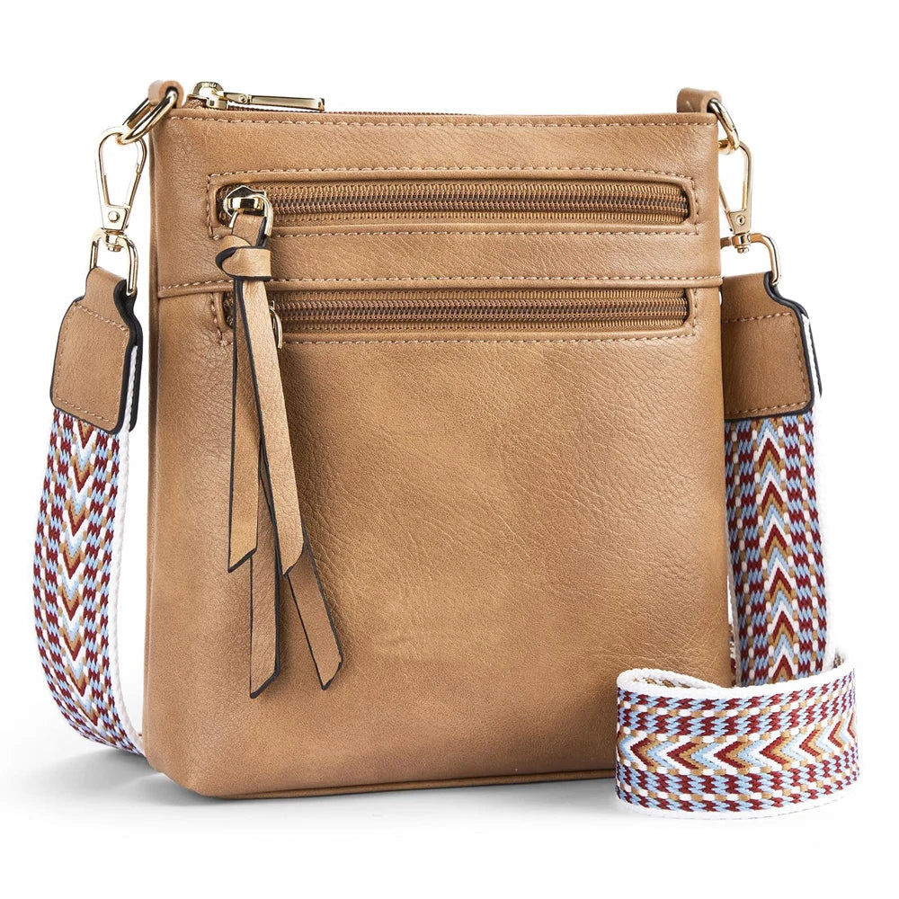 Elegant Double Zipper Women's Crossbody Bag