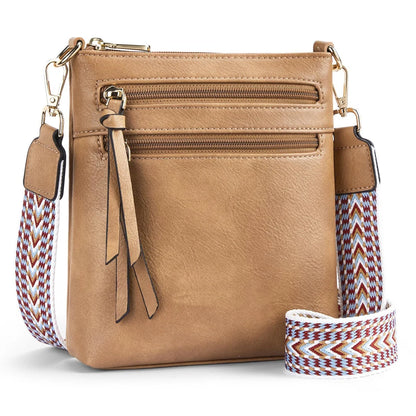 Elegant Double Zipper Women's Crossbody Bag