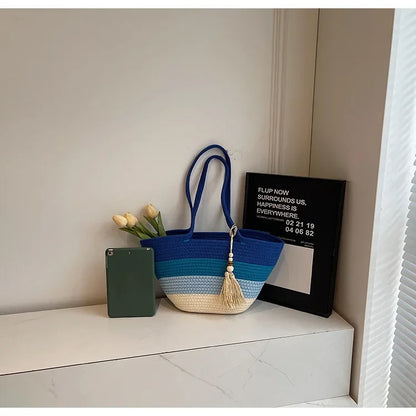 Elegant Woven Stripe Women's Shoulder Bag