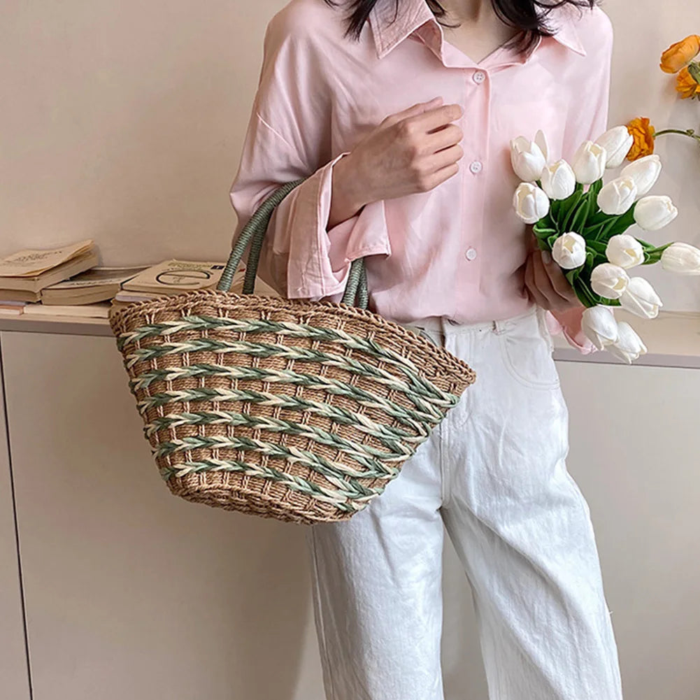 Elegant Handwoven Straw Tote Bag for Women
