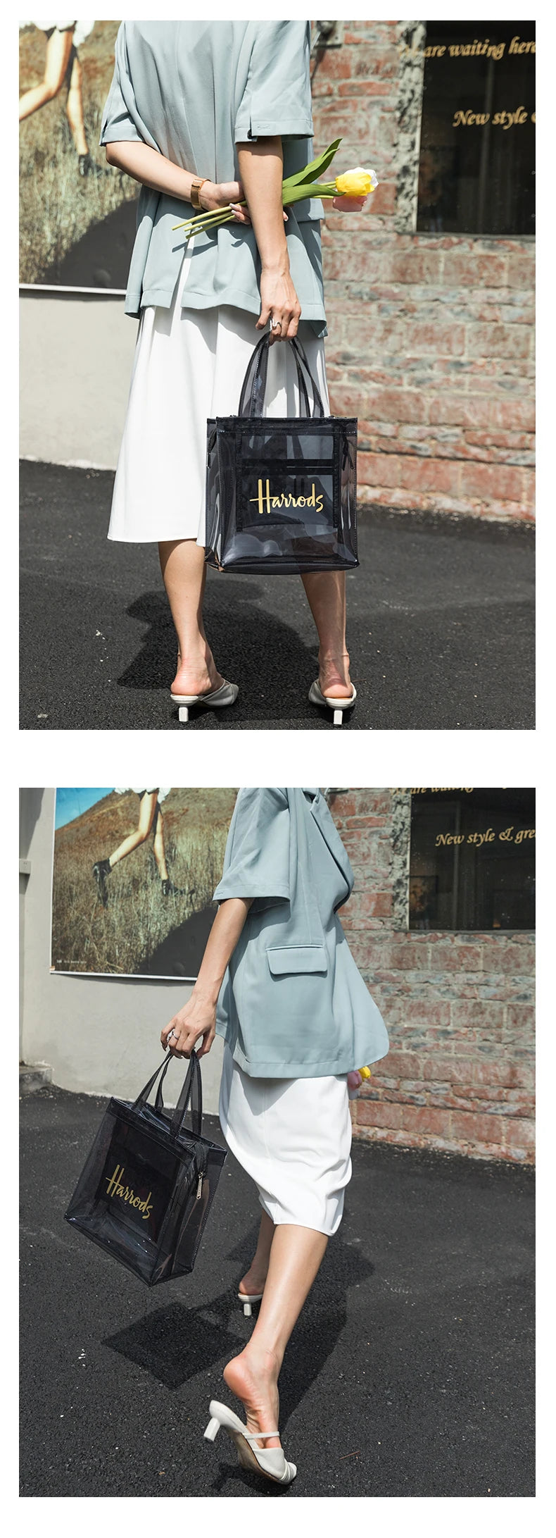 Elegant Transparent Tote Bag - Versatile PVC Fashion