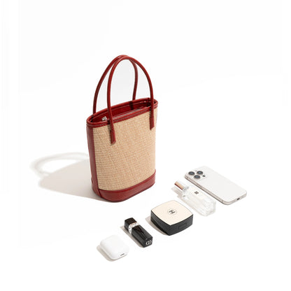 MABULA Luxurious Straw Woven Bucket Bag for Women