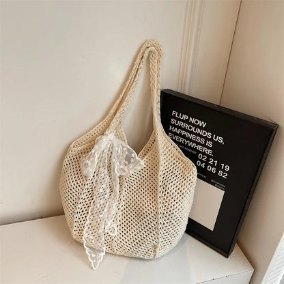 Elegant Handwoven Women's Tote Bag - Summer Beach Style