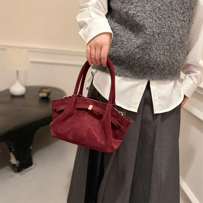 MOODS Burgundy Luxury Suede Handbag for Women