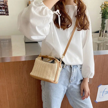 Elegant Bohemian Straw Crossbody Bag for Women