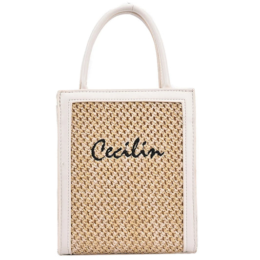 Exquisite Women's Square Crossbody Bag - Basket Weave Elegance