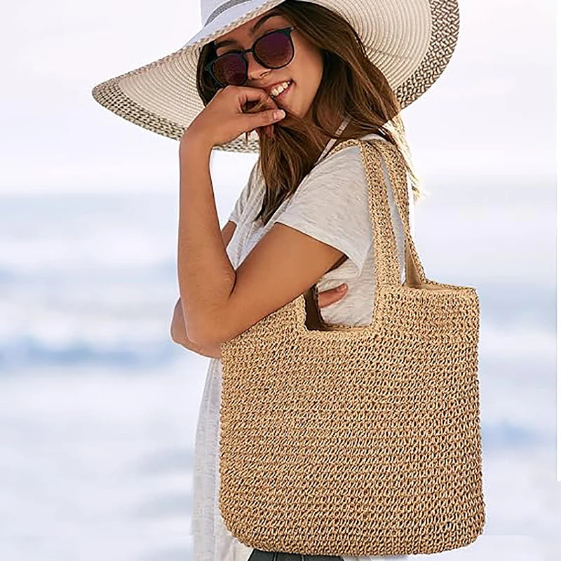 Exquisite Woven Straw Beach Tote for Women