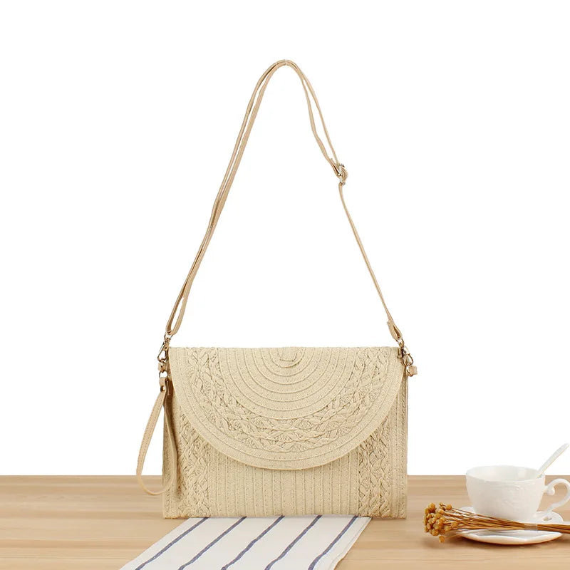 Elegant Bohemian Straw Shoulder Bag for Women